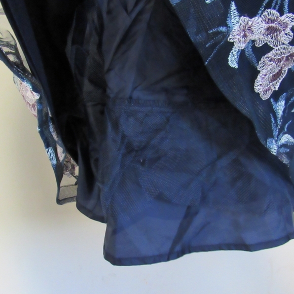 Sequin Hearts Girls Floral Embroidery Lace Dress 16 Navy - Picture 8 of 12